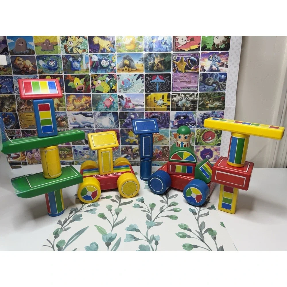 Vintage Hilco Magnetic Blocks Building Set Lot of‎ 29 Pieces Plastic Toys